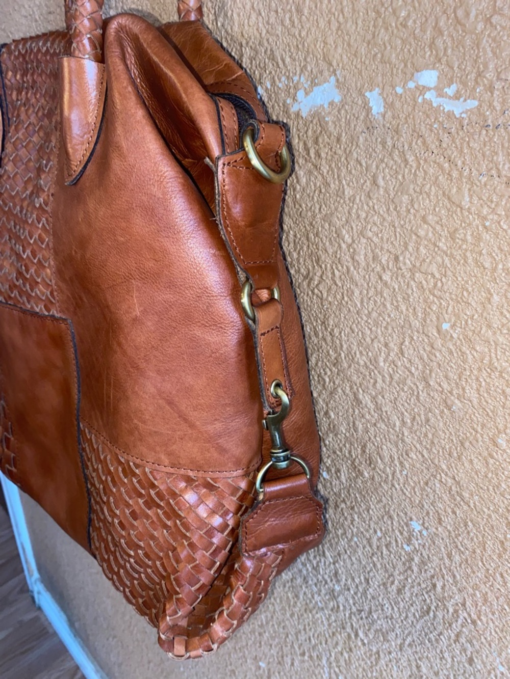 Large Patricia Nash Brown Woven Leather Shoulder Bag - Picture 7 of 12
